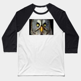 Great Grey Owl eye's Baseball T-Shirt